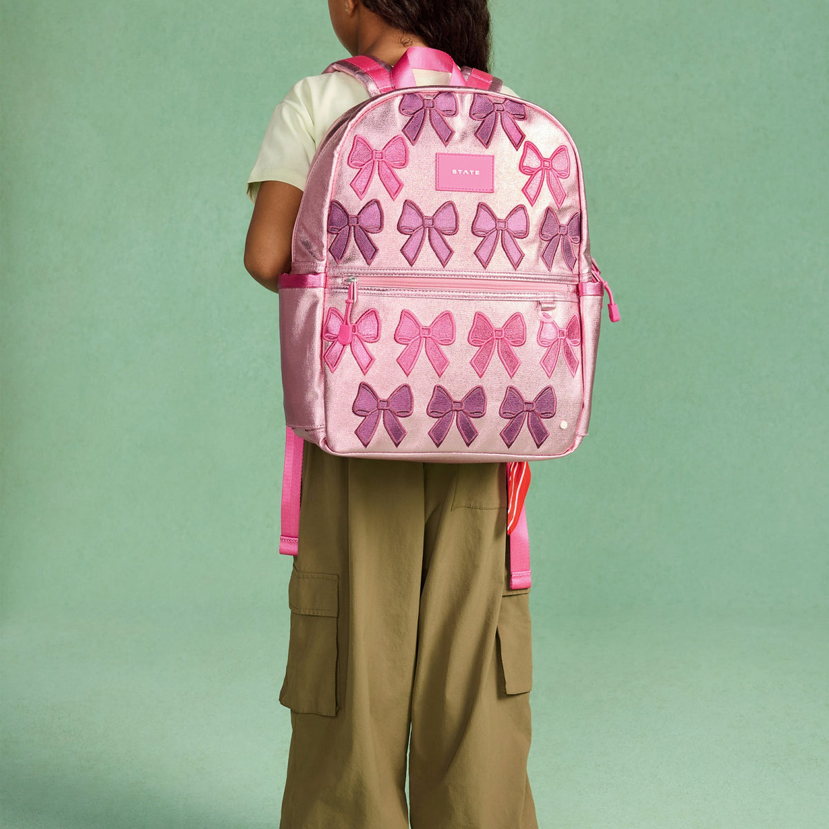 Kane Kids Backpack Metallic Patchwork Bows / State Bags Hot Sale